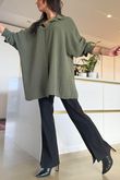 Stella Micro Stud Oversized Shirt Khaki